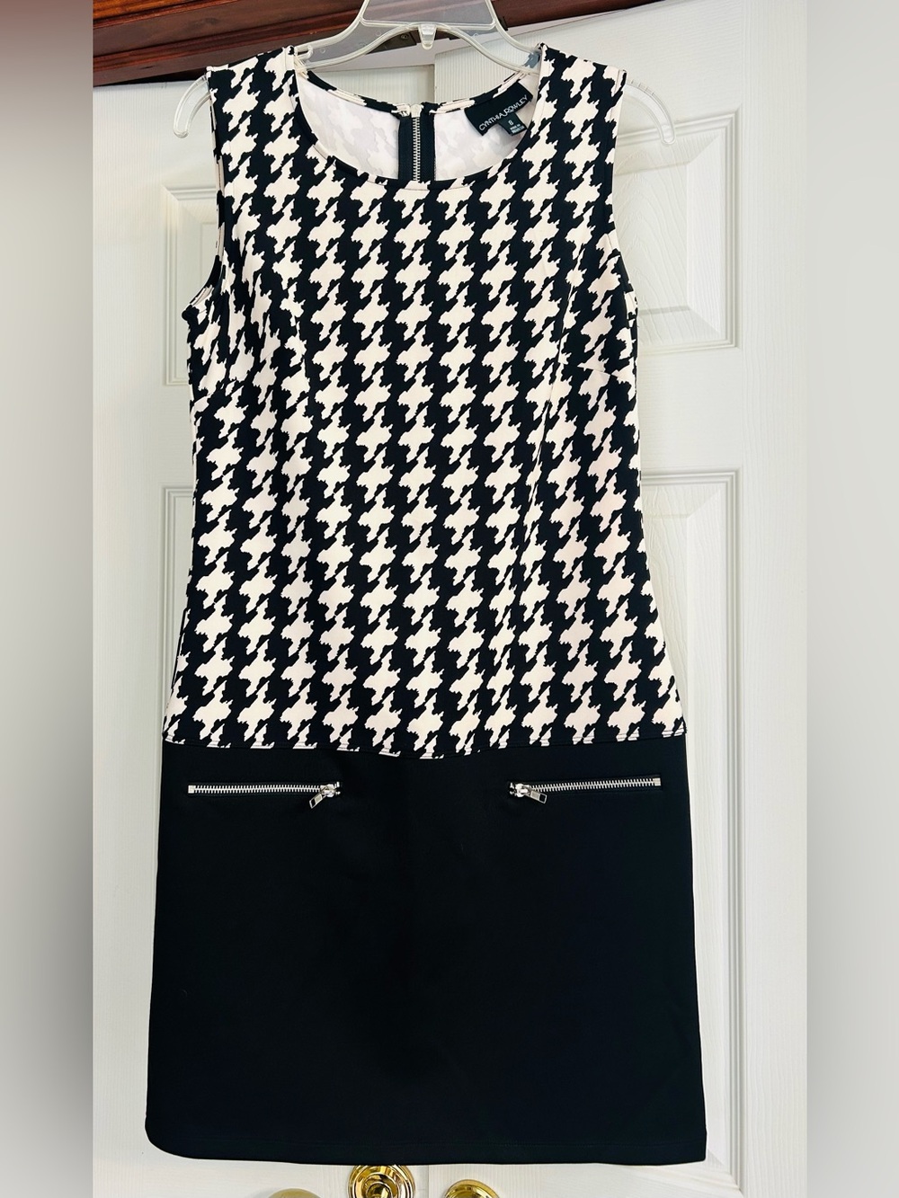 Cynthia Rowley Black & Cream Houndstooth Pencil Skirt Dress